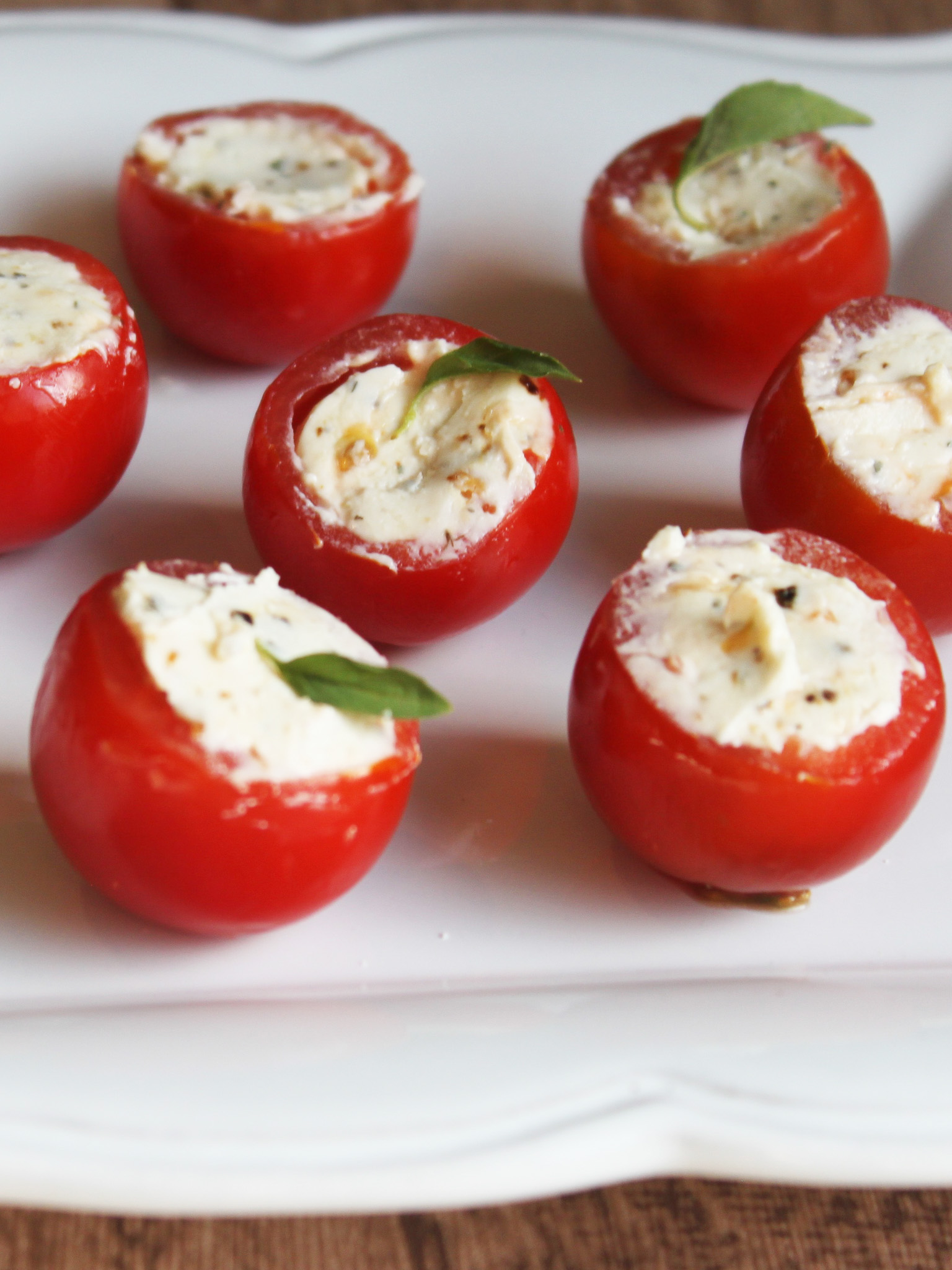Cherry Tomatoes stuffed with Goat Cheese